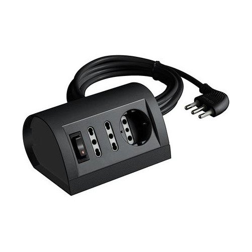 Bticino S3711GB Multipresa da scrivania prese bipasso 10/16A+1 presa  schuko P30 con interruttore luminoso e cavo spina 16A colore Antracite