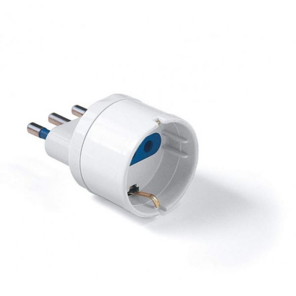 Adattatore pluristandard con spina 16A 2P+T, 2 prese bivalenti 10/16A 2P+T e 1 presa